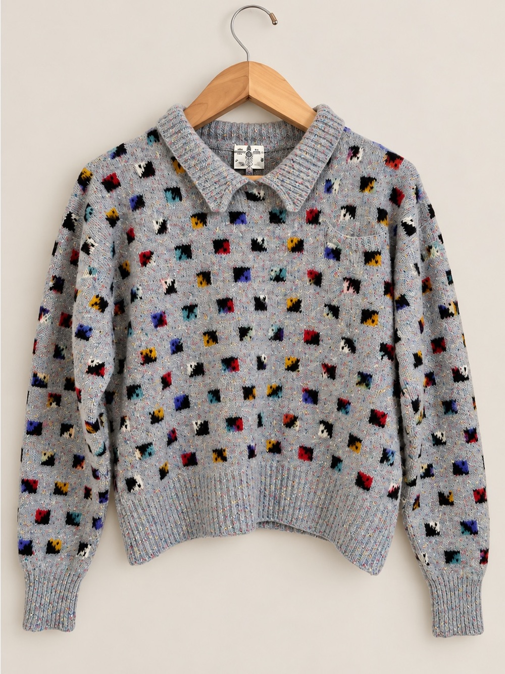Vintage Mark Cross England Wool Sweater Confetti Yarn Mod Pattern Size Small